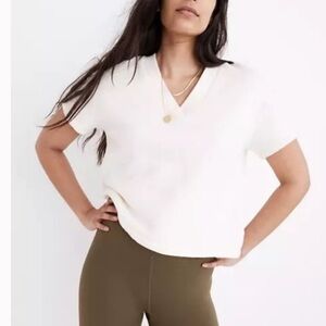 Madewell Airterry V-neck sweatshirt tee in Antique Cream